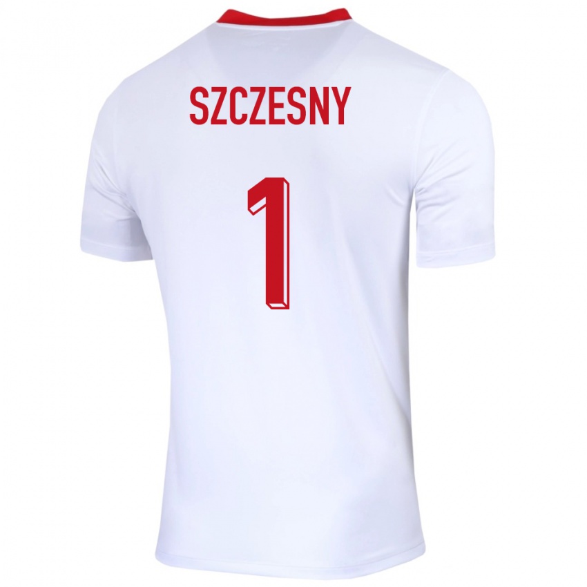 Dames Polen Wojciech Szczesny #1 Wit Thuisshirt Thuistenue 24-26 T-Shirt België