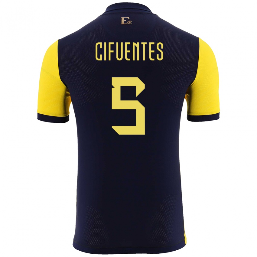 Dames Ecuador Jose Cifuentes #5 Geel Thuisshirt Thuistenue 24-26 T-Shirt België