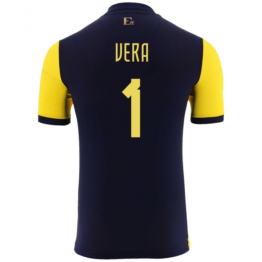 Dames Ecuador Andrea Vera #1 Geel Thuisshirt Thuistenue 24-26 T-Shirt België