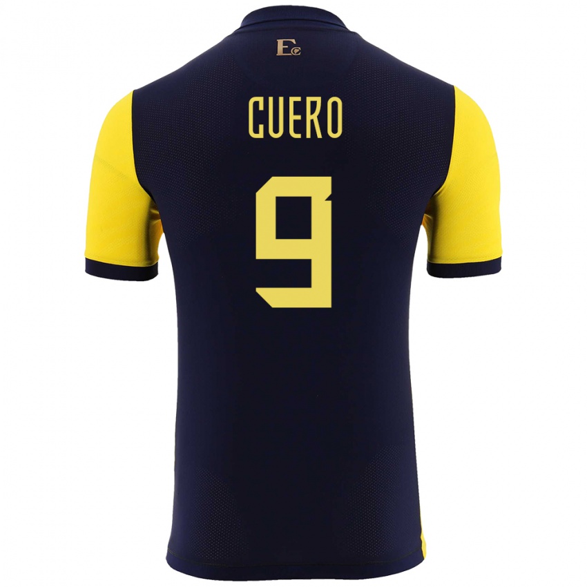 Dames Ecuador Justin Cuero #9 Geel Thuisshirt Thuistenue 24-26 T-Shirt België