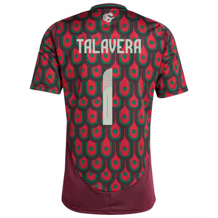 Dames Mexico Alfredo Talavera #1 Kastanjebruin Thuisshirt Thuistenue 24-26 T-Shirt België