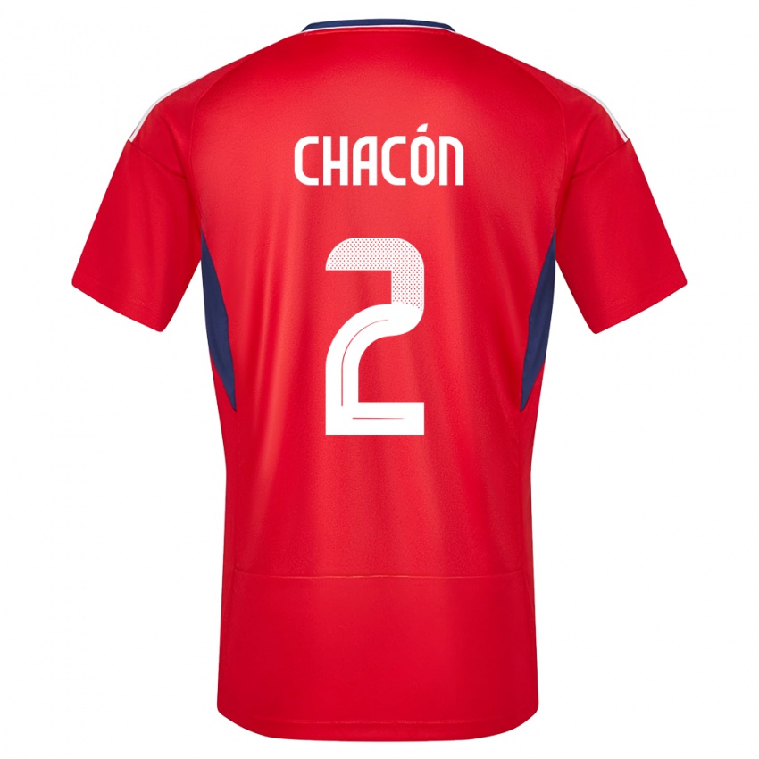 Femme Maillot Costa Rica Daniel Chacon #2 Rouge Tenues Domicile 24-26 T-Shirt Belgique