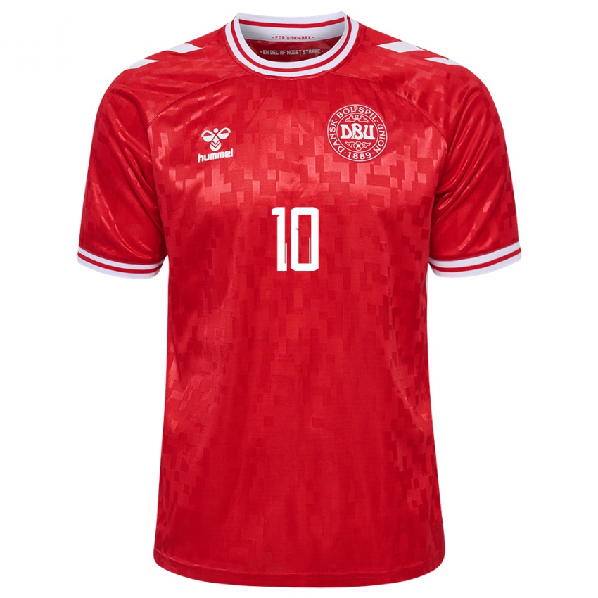 Femme Maillot Danemark Christian Eriksen #10 Rouge Tenues Domicile 24-26 T-Shirt Belgique