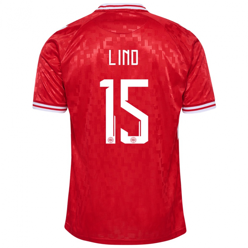 Femme Maillot Danemark Victor Lind #15 Rouge Tenues Domicile 24-26 T-Shirt Belgique