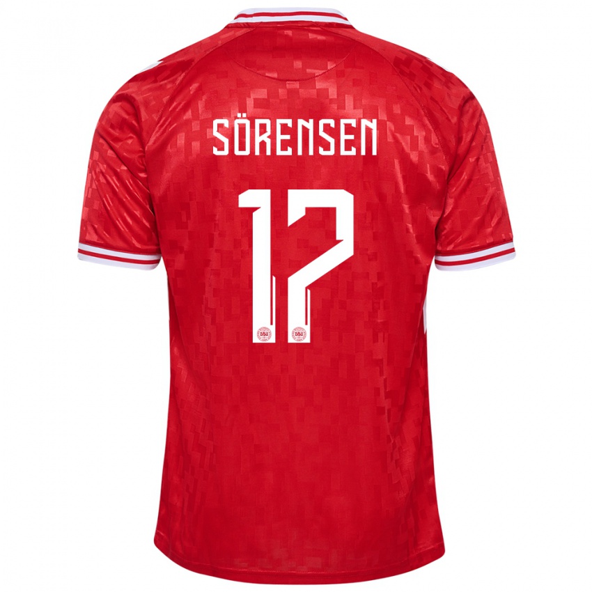 Femme Maillot Danemark Oliver Sörensen #17 Rouge Tenues Domicile 24-26 T-Shirt Belgique