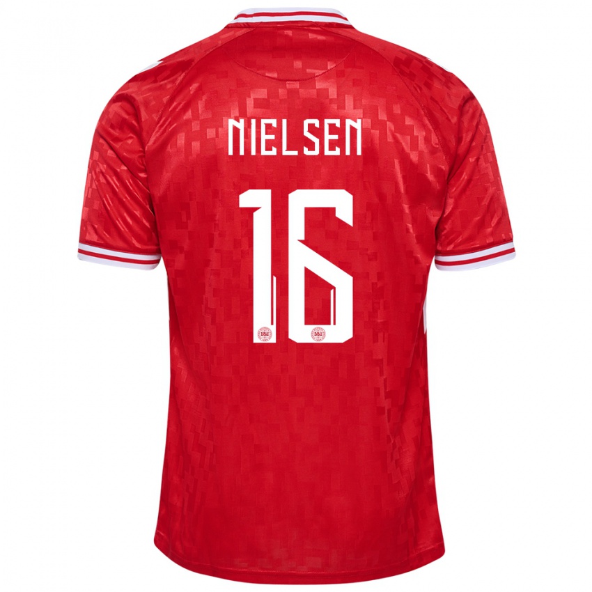 Dames Denemarken Magnus Nielsen #16 Rood Thuisshirt Thuistenue 24-26 T-Shirt België