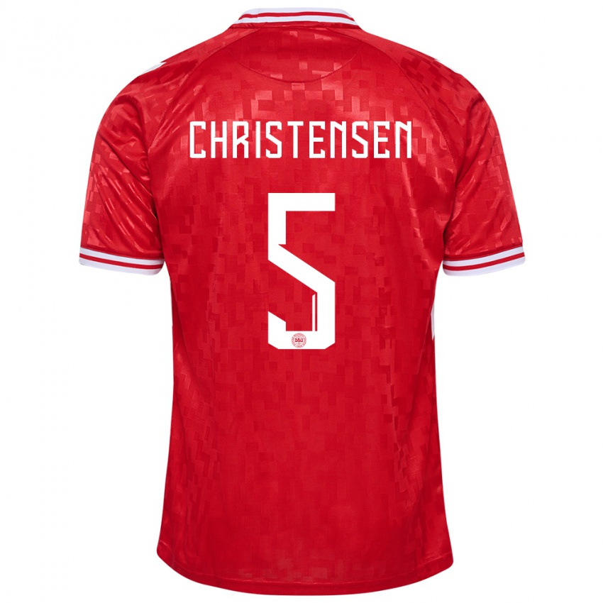 Femme Maillot Danemark Aske Christensen #5 Rouge Tenues Domicile 24-26 T-Shirt Belgique