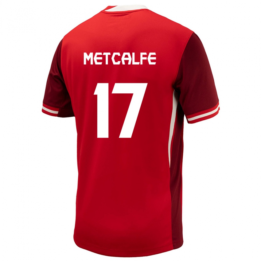 Femme Maillot Canada Patrick Metcalfe #17 Rouge Tenues Domicile 24-26 T-Shirt Belgique