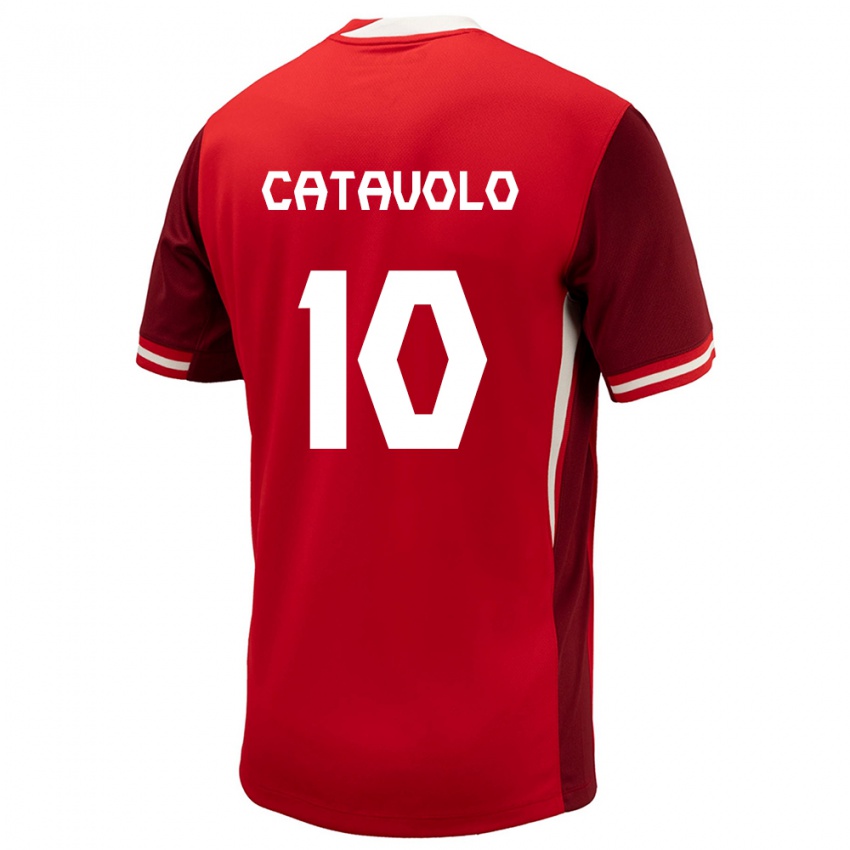 Femme Maillot Canada Matthew Catavolo #10 Rouge Tenues Domicile 24-26 T-Shirt Belgique