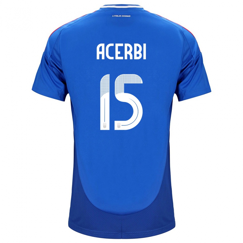 Femme Maillot Italie Francesco Acerbi #15 Bleu Tenues Domicile 24-26 T-Shirt Belgique