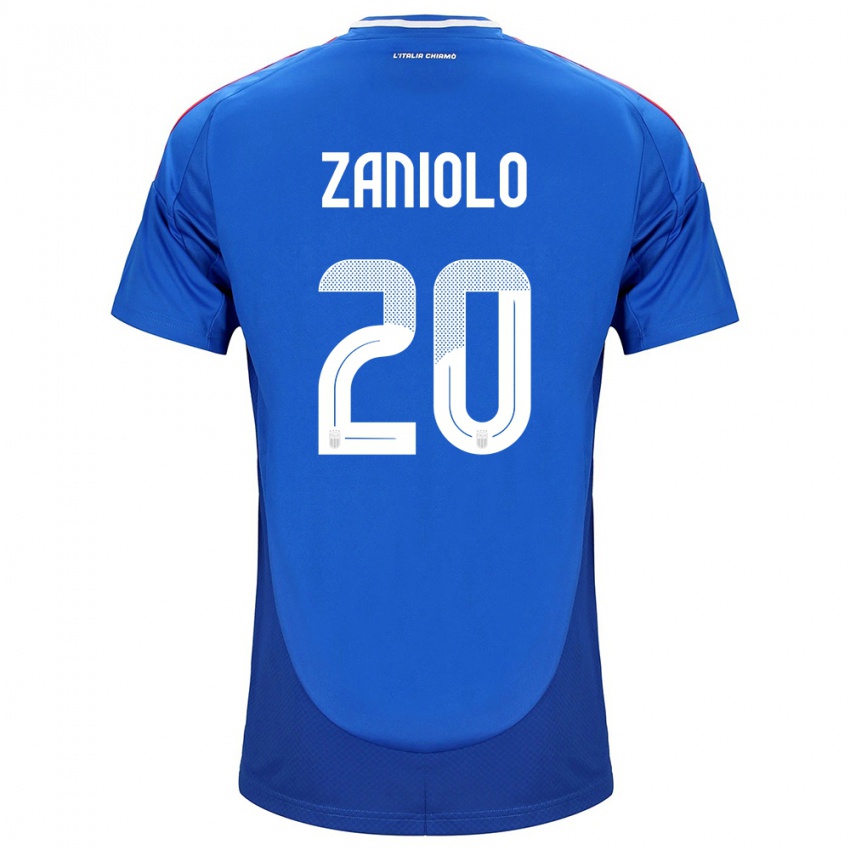 Femme Maillot Italie Nicolò Zaniolo #20 Bleu Tenues Domicile 24-26 T-Shirt Belgique