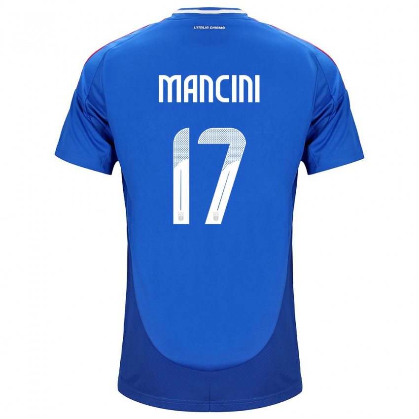 Femme Maillot Italie Gianluca Mancini #17 Bleu Tenues Domicile 24-26 T-Shirt Belgique