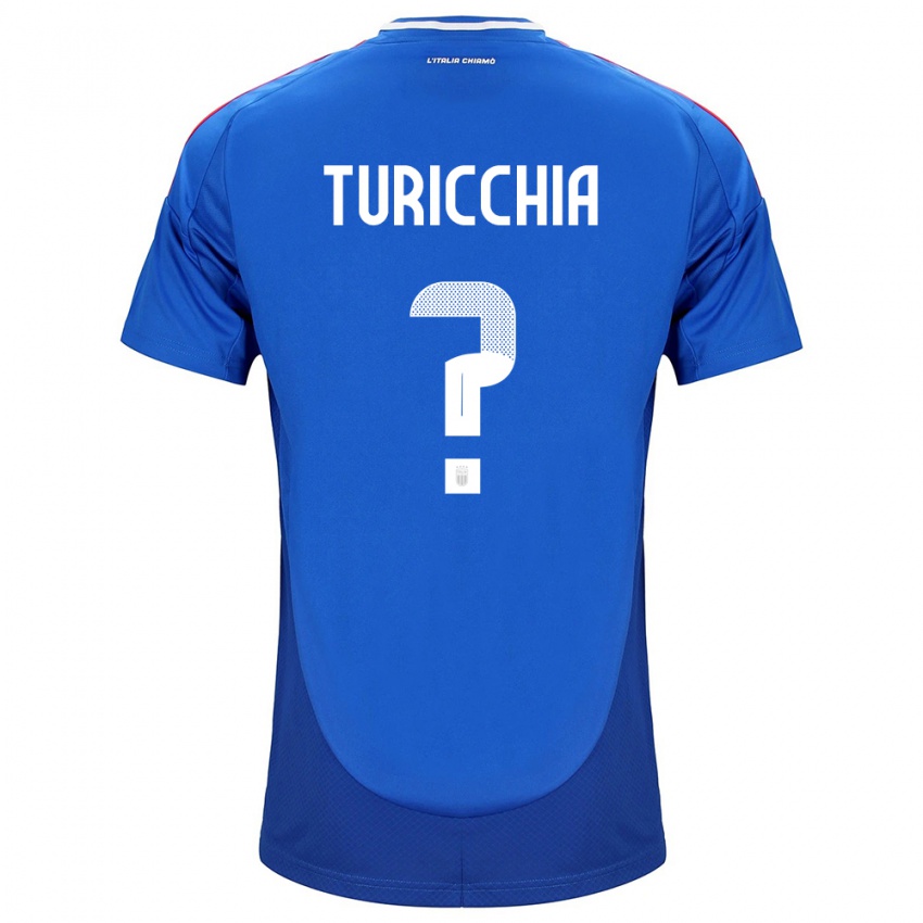 Femme Maillot Italie Riccardo Turicchia #0 Bleu Tenues Domicile 24-26 T-Shirt Belgique