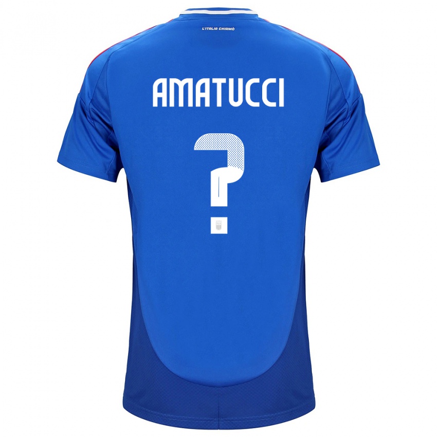 Dames Italië Lorenzo Amatucci #0 Blauw Thuisshirt Thuistenue 24-26 T-Shirt België