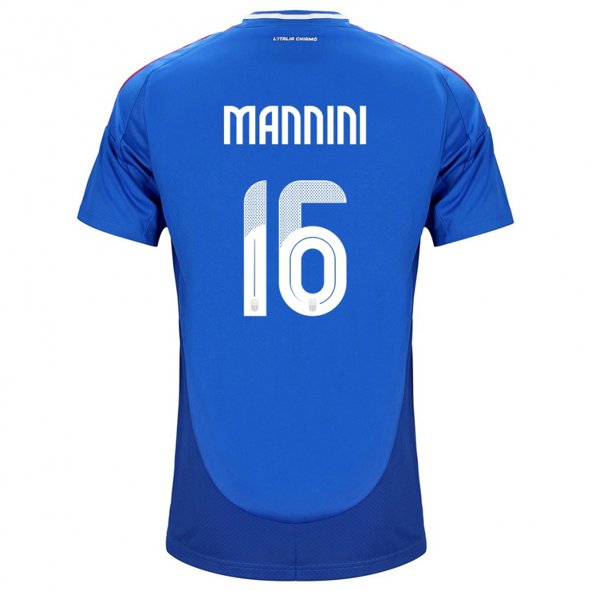 Femme Maillot Italie Mattia Mannini #16 Bleu Tenues Domicile 24-26 T-Shirt Belgique