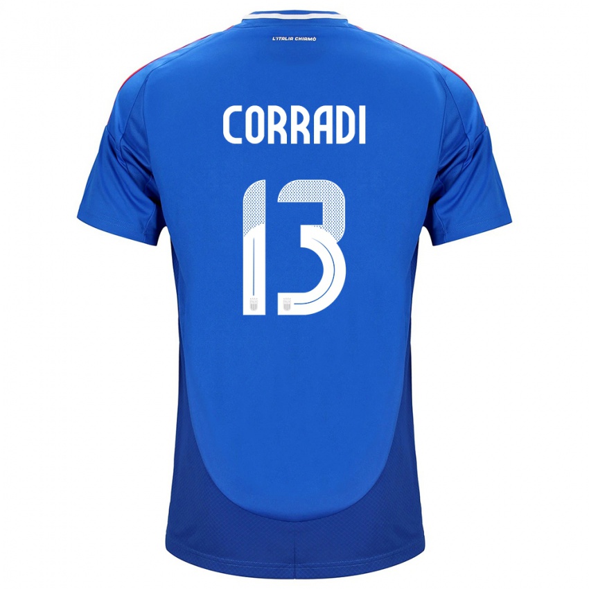 Femme Maillot Italie Christian Corradi #13 Bleu Tenues Domicile 24-26 T-Shirt Belgique