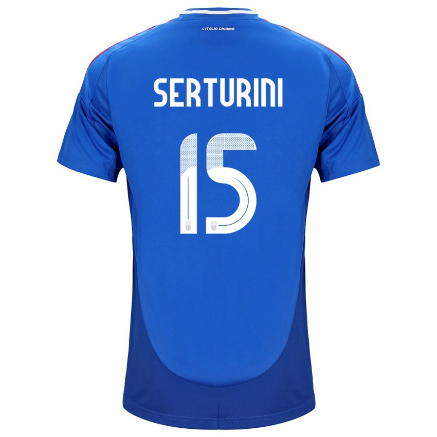 Femme Maillot Italie Annamaria Serturini #15 Bleu Tenues Domicile 24-26 T-Shirt Belgique