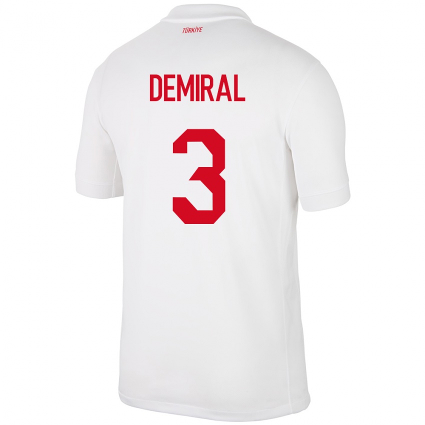 Damen Türkei Merih Demiral #3 Weiß Heimtrikot Trikot 24-26 T-Shirt Belgien