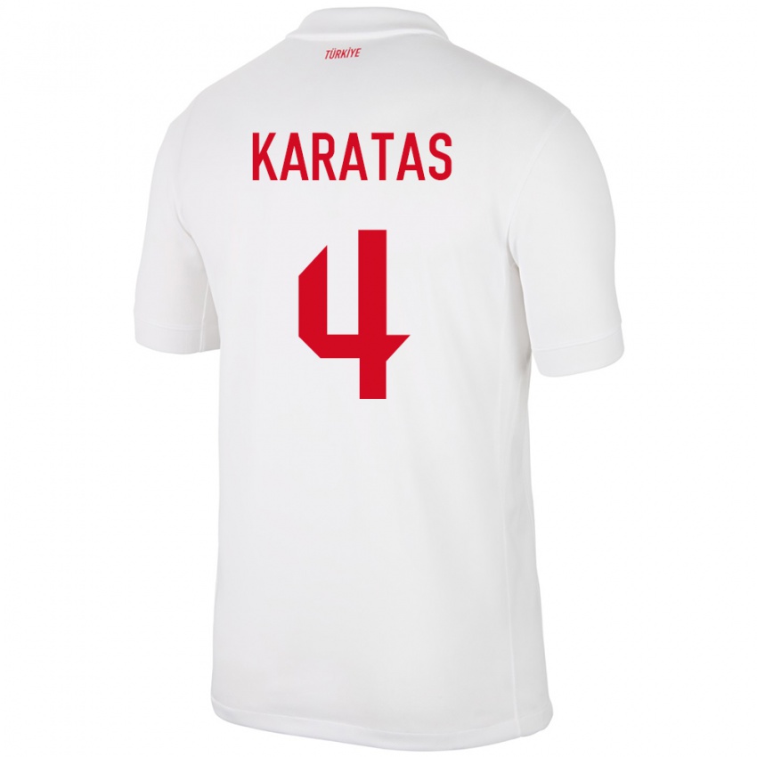 Dames Turkije Eda Karataş #4 Wit Thuisshirt Thuistenue 24-26 T-Shirt België