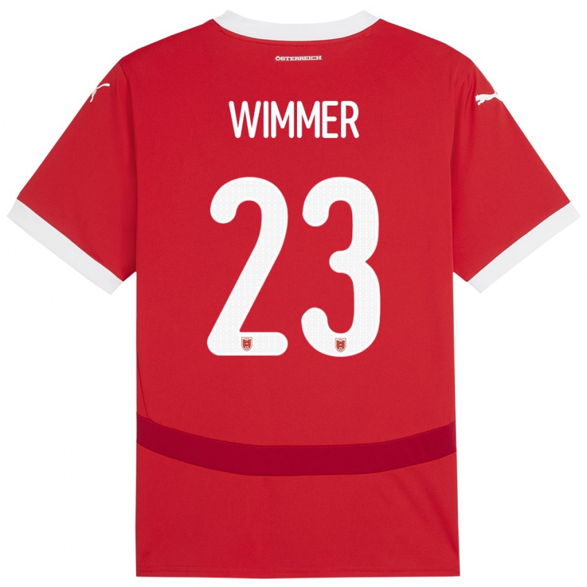 Femme Maillot Autriche Patrick Wimmer #23 Rouge Tenues Domicile 24-26 T-Shirt Belgique