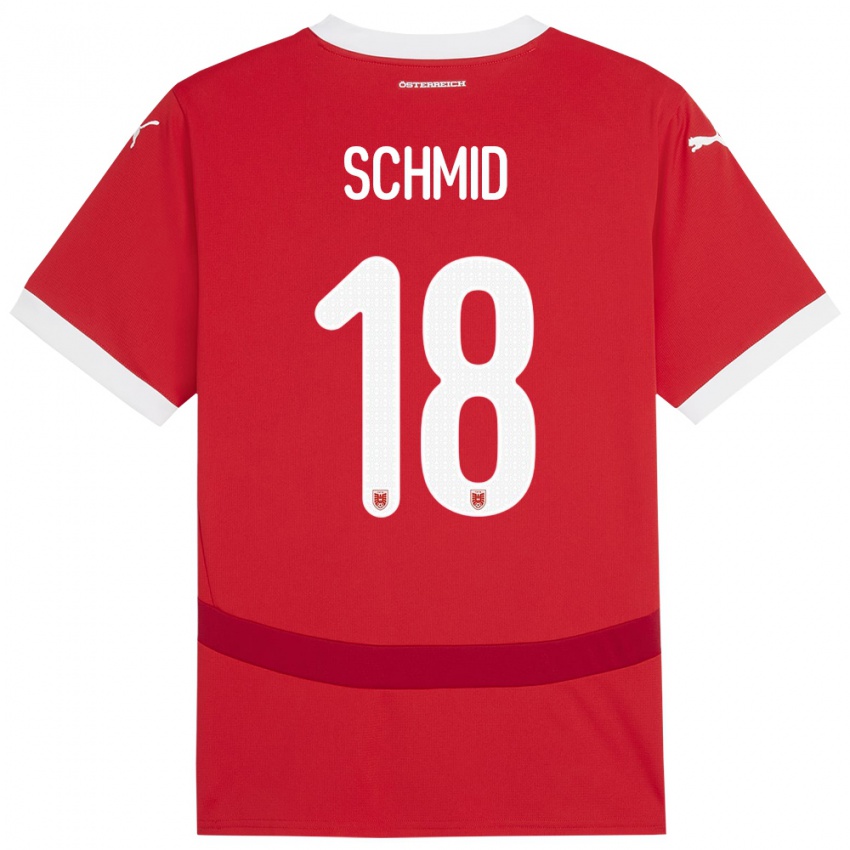 Femme Maillot Autriche Romano Schmid #18 Rouge Tenues Domicile 24-26 T-Shirt Belgique