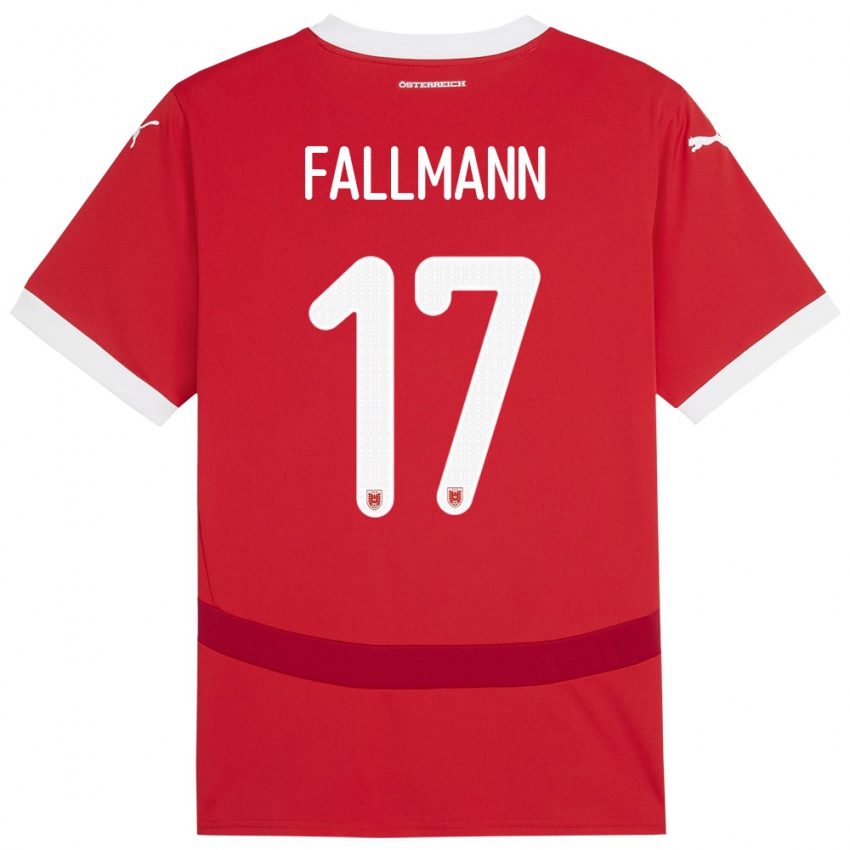 Femme Maillot Autriche Pascal Fallmann #17 Rouge Tenues Domicile 24-26 T-Shirt Belgique