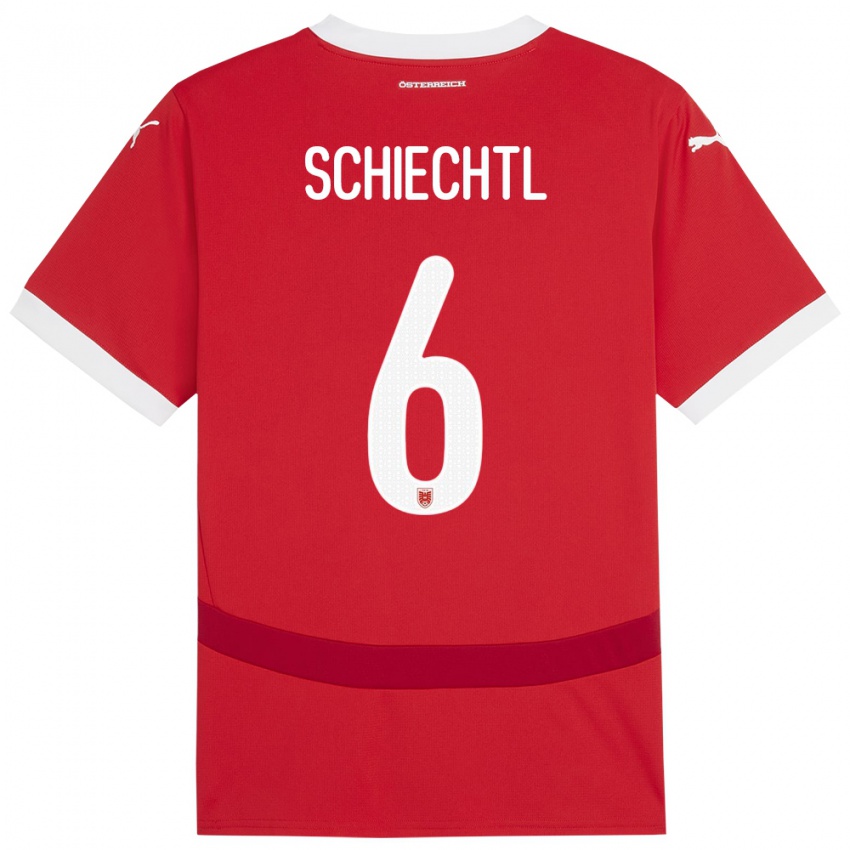 Femme Maillot Autriche Katharina Schiechtl #6 Rouge Tenues Domicile 24-26 T-Shirt Belgique