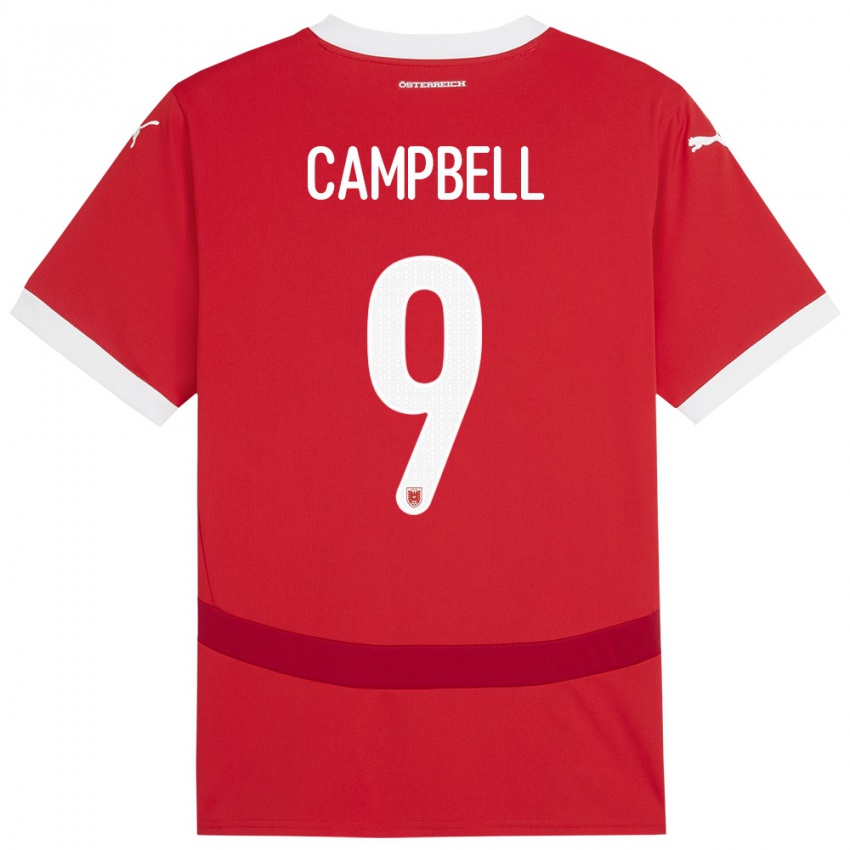 Damen Österreich Eileen Campbell #9 Rot Heimtrikot Trikot 24-26 T-Shirt Belgien