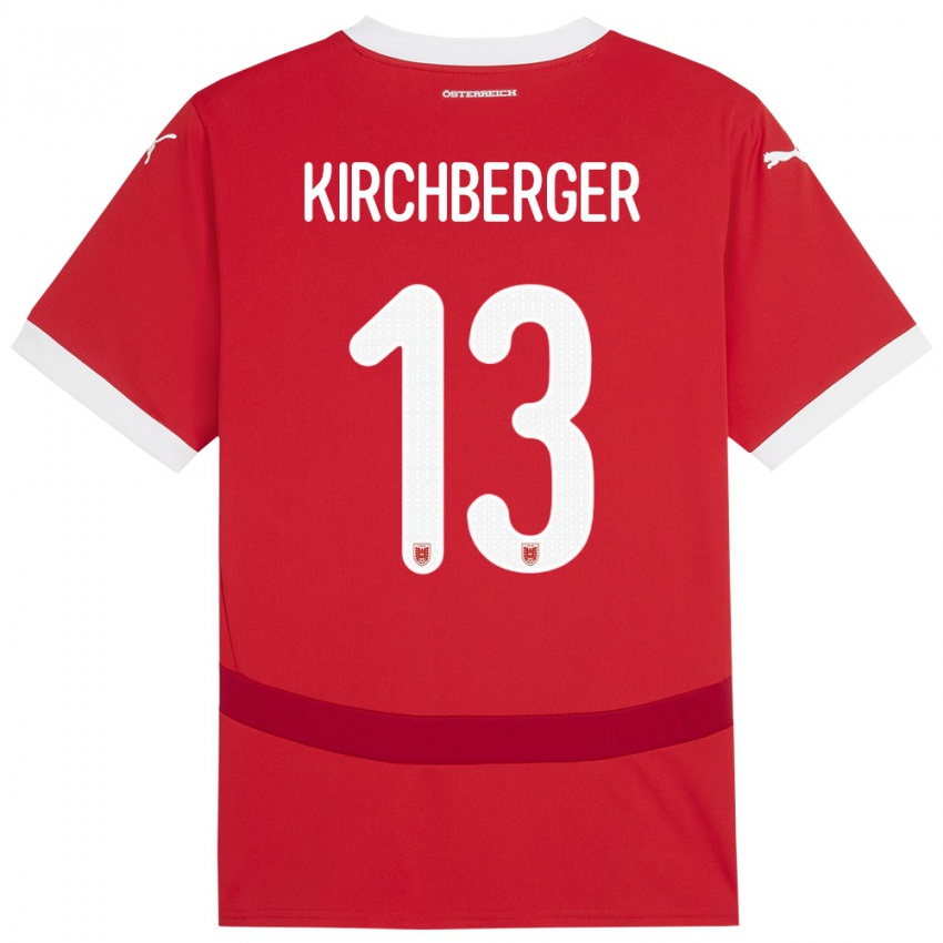 Femme Maillot Autriche Virginia Kirchberger #13 Rouge Tenues Domicile 24-26 T-Shirt Belgique