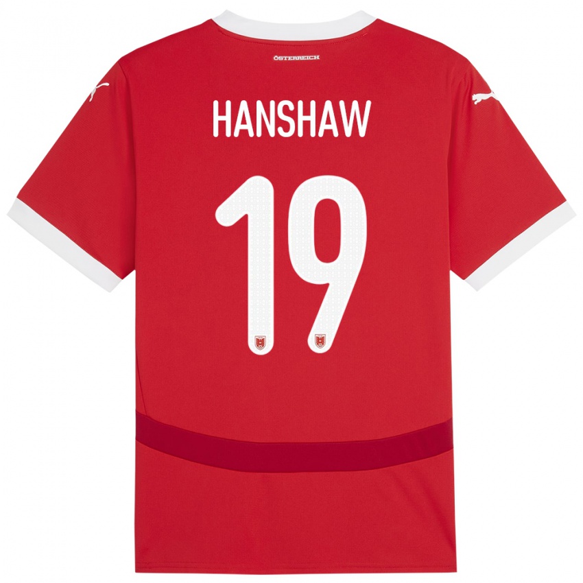 Dames Oostenrijk Verena Hanshaw #19 Rood Thuisshirt Thuistenue 24-26 T-Shirt België
