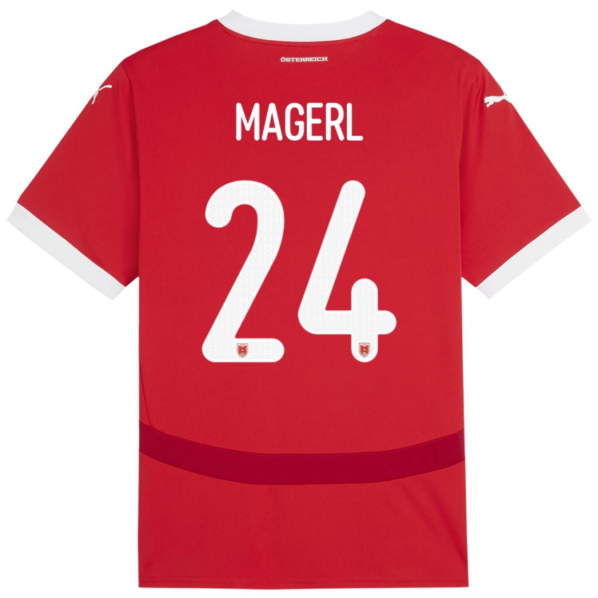 Femme Maillot Autriche Julia Magerl #24 Rouge Tenues Domicile 24-26 T-Shirt Belgique