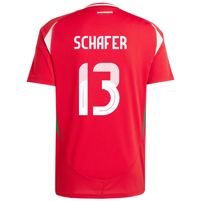 Dames Hongarije András Schäfer #13 Rood Thuisshirt Thuistenue 24-26 T-Shirt België