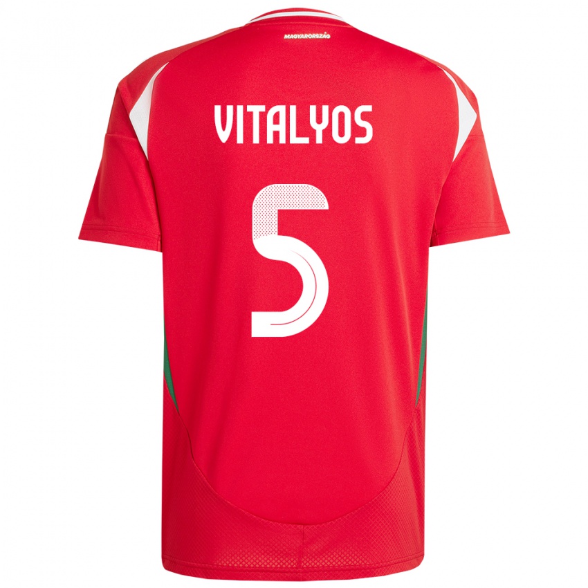 Dames Hongarije Viktor Vitályos #5 Rood Thuisshirt Thuistenue 24-26 T-Shirt België