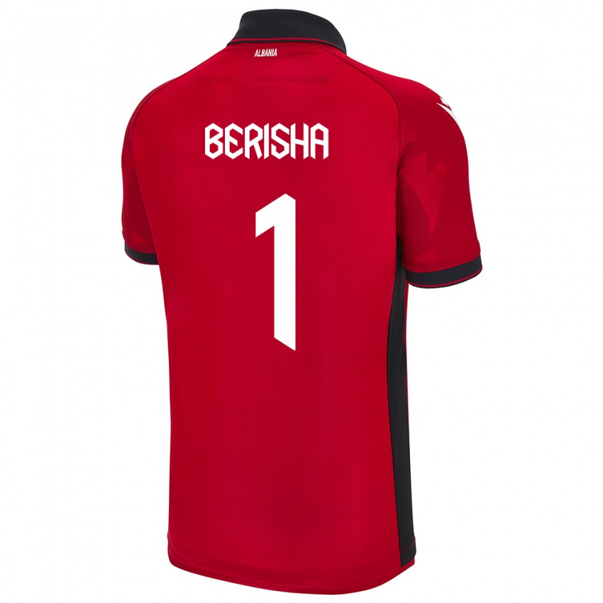 Dames Albanië Etrit Berisha #1 Rood Thuisshirt Thuistenue 24-26 T-Shirt België