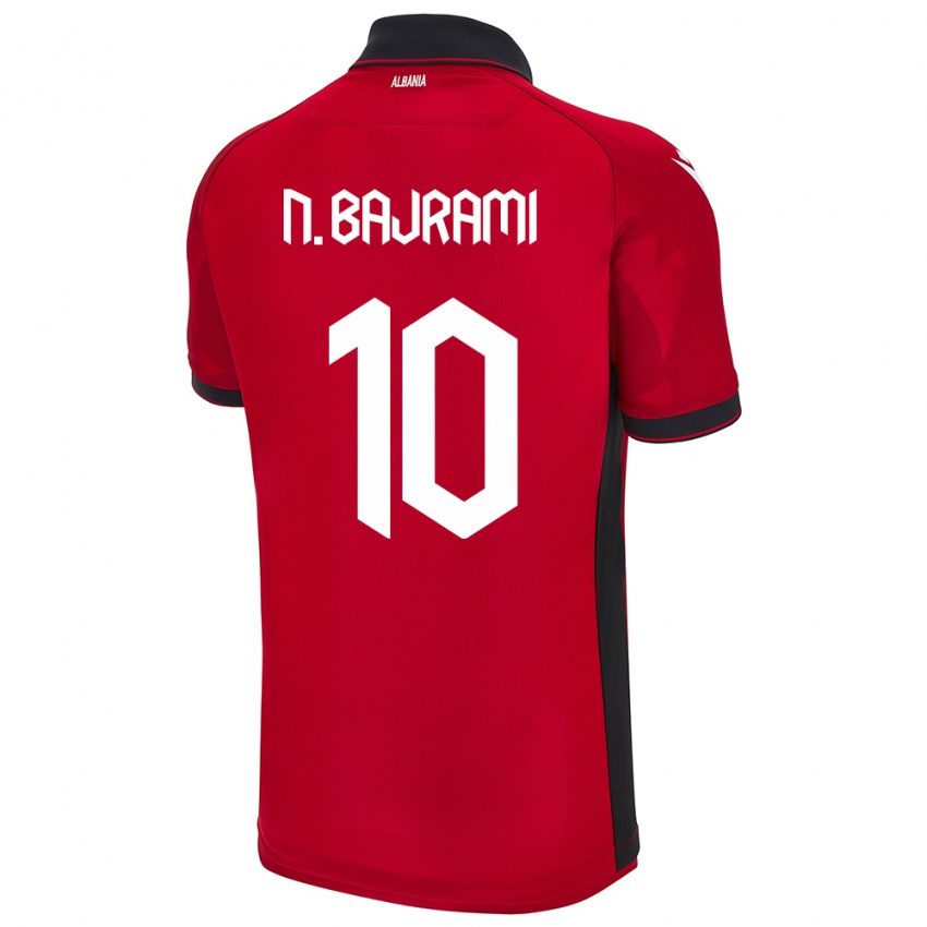 Dames Albanië Nedim Bajrami #10 Rood Thuisshirt Thuistenue 24-26 T-Shirt België