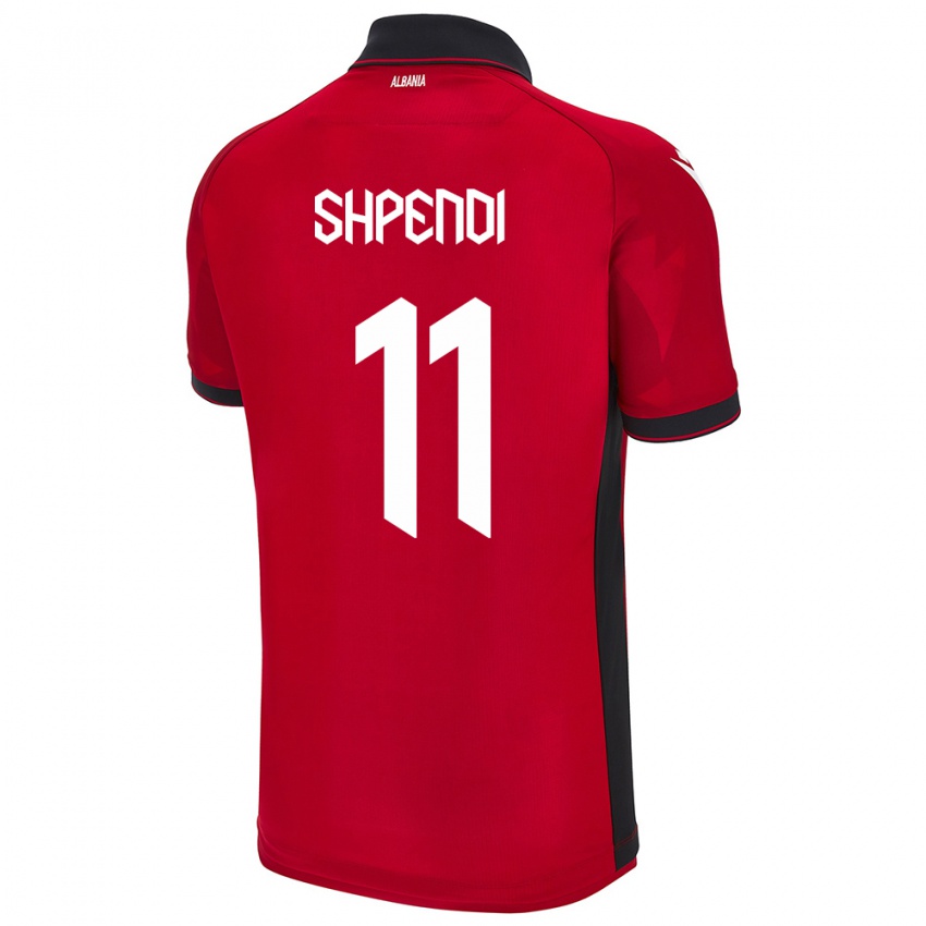 Dames Albanië Stiven Shpendi #11 Rood Thuisshirt Thuistenue 24-26 T-Shirt België