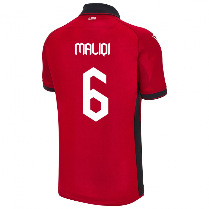 Dames Albanië Sara Maliqi #6 Rood Thuisshirt Thuistenue 24-26 T-Shirt België
