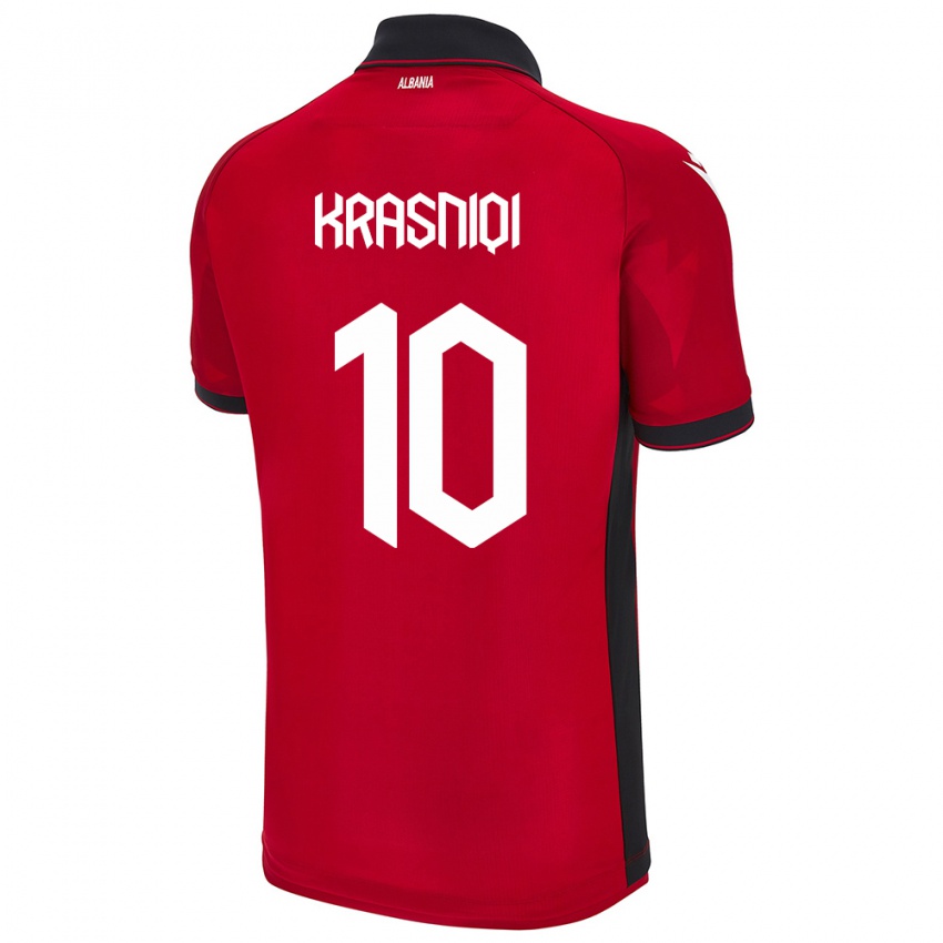 Damen Albanien Qëndresa Krasniqi #10 Rot Heimtrikot Trikot 24-26 T-Shirt Belgien