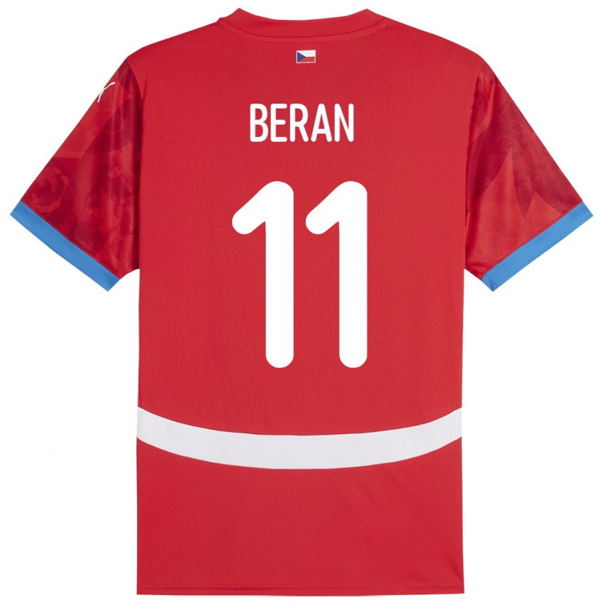 Dames Tsjechië Stepan Beran #11 Rood Thuisshirt Thuistenue 24-26 T-Shirt België