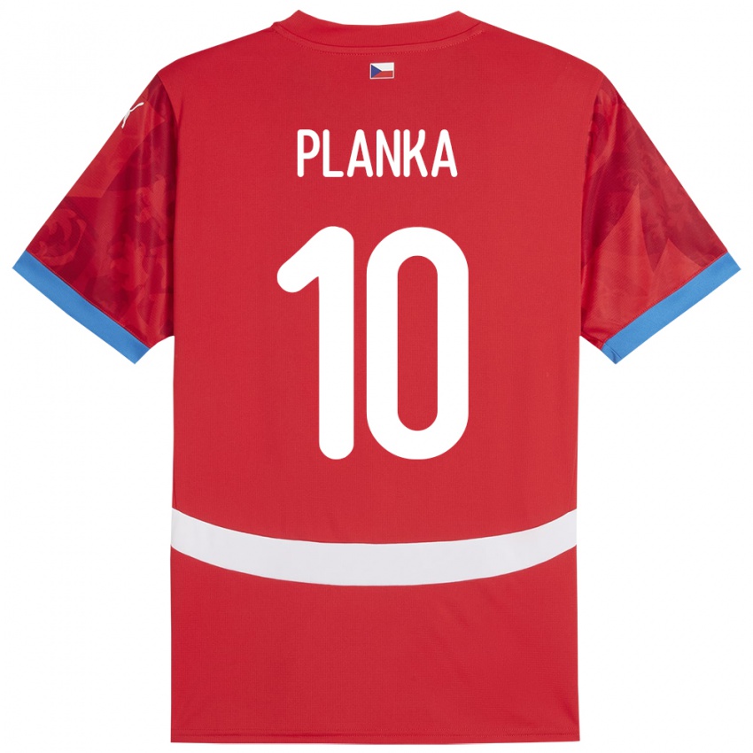 Damen Tschechien David Planka #10 Rot Heimtrikot Trikot 24-26 T-Shirt Belgien