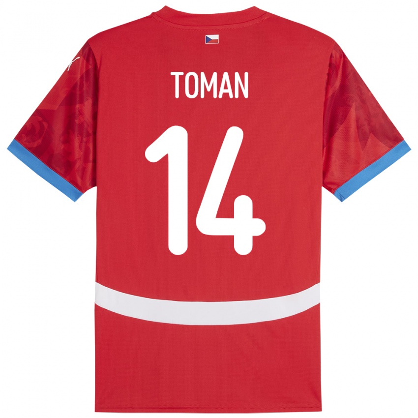 Damen Tschechien Zdenek Toman #14 Rot Heimtrikot Trikot 24-26 T-Shirt Belgien