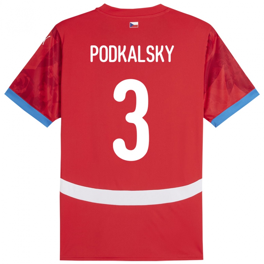 Damen Tschechien Jakub Podkalsky #3 Rot Heimtrikot Trikot 24-26 T-Shirt Belgien