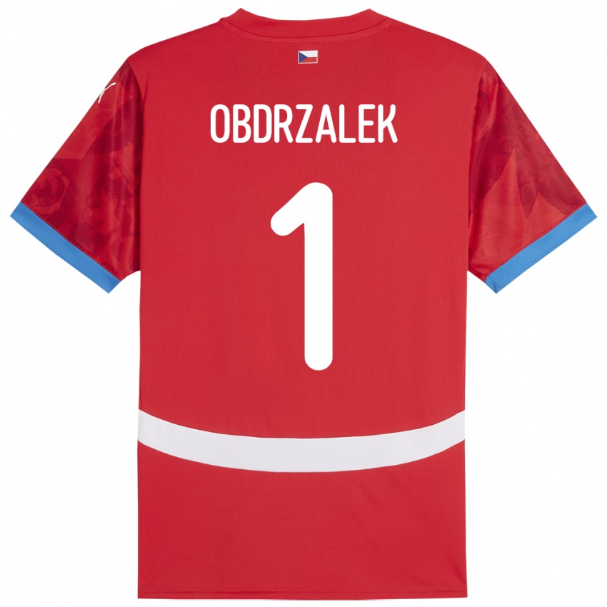 Damen Tschechien Marek Obdrzalek #1 Rot Heimtrikot Trikot 24-26 T-Shirt Belgien