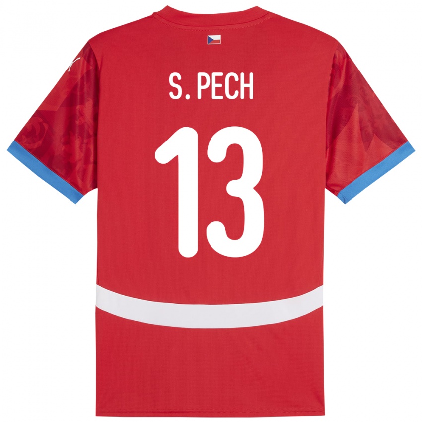 Damen Tschechien Sebastian Pech #13 Rot Heimtrikot Trikot 24-26 T-Shirt Belgien