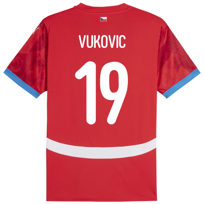 Damen Tschechien Kristian Vukovic #19 Rot Heimtrikot Trikot 24-26 T-Shirt Belgien