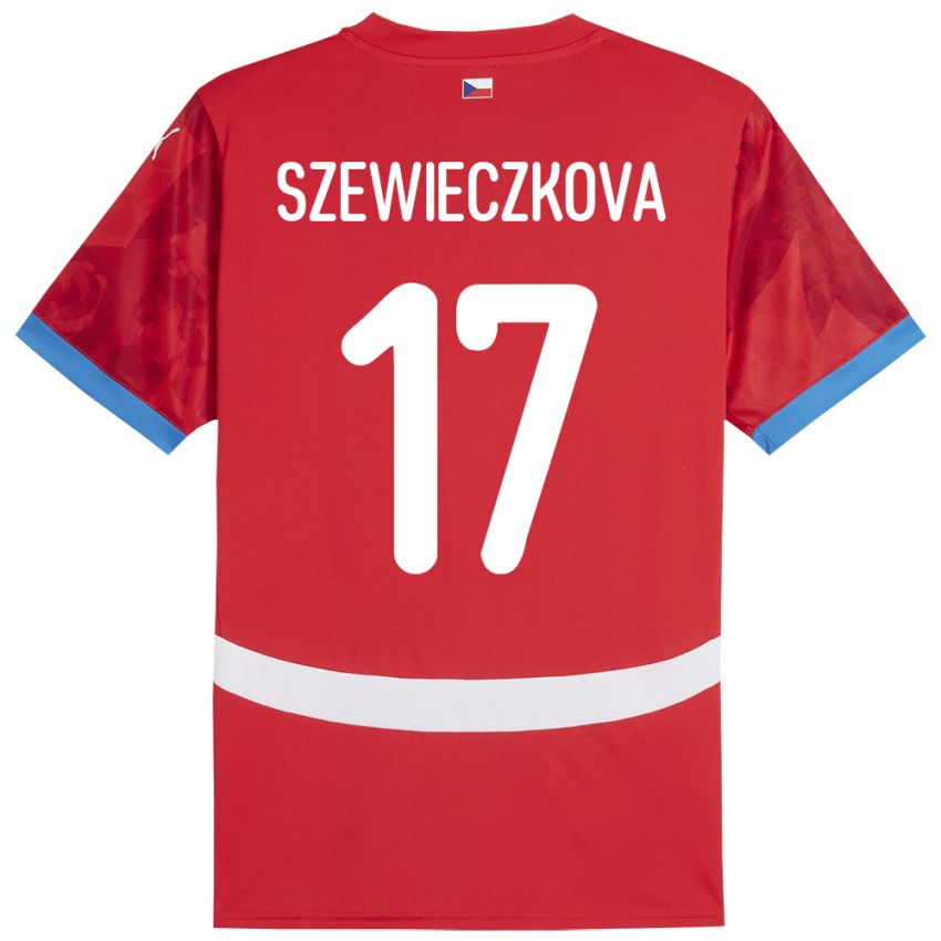 Damen Tschechien Tereza Szewieczková #17 Rot Heimtrikot Trikot 24-26 T-Shirt Belgien