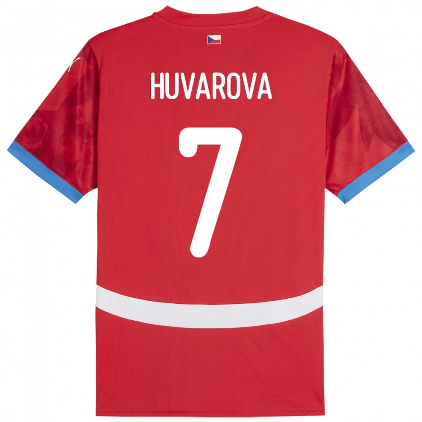 Damen Tschechien Dominika Huvarová #7 Rot Heimtrikot Trikot 24-26 T-Shirt Belgien