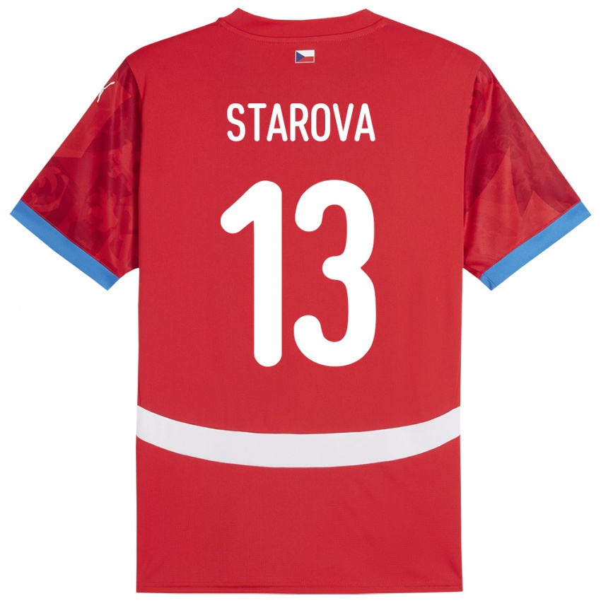 Damen Tschechien Antonie Stárová #13 Rot Heimtrikot Trikot 24-26 T-Shirt Belgien