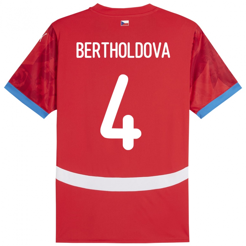 Damen Tschechien Petra Bertholdová #4 Rot Heimtrikot Trikot 24-26 T-Shirt Belgien