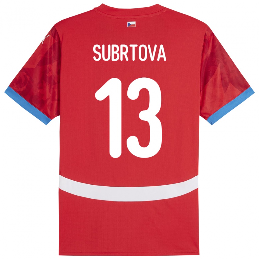 Damen Tschechien Anna Šubrtová #13 Rot Heimtrikot Trikot 24-26 T-Shirt Belgien